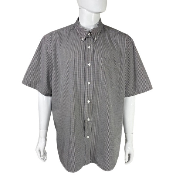 Cutter & Buck Men’s Black & White Gingham Pocket Short Sleeve Shirt - Picture 1 of 7